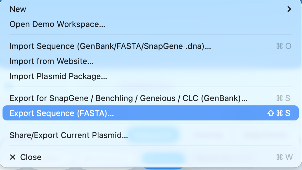 Sequence export dialog in raycrestMDS