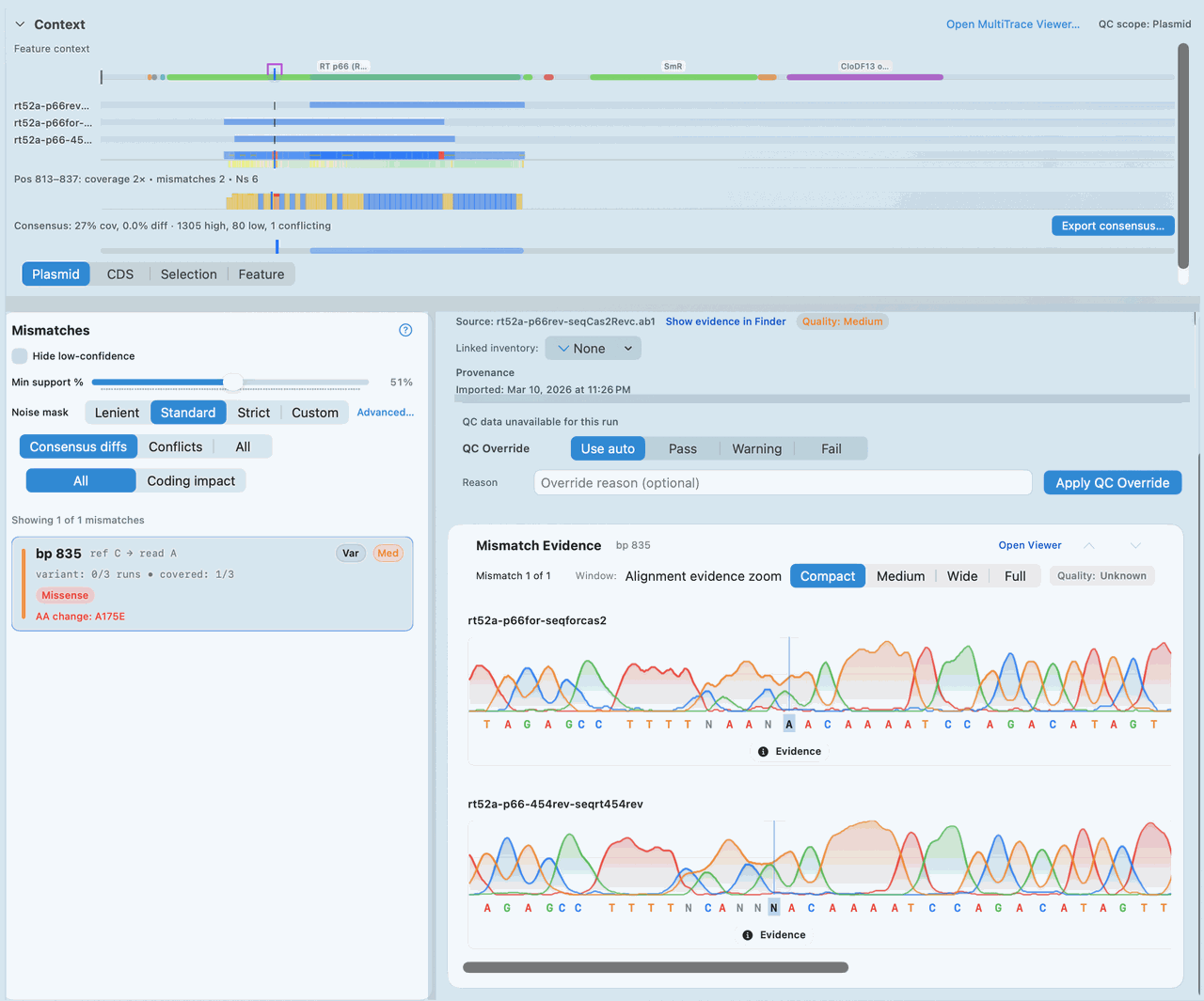 Inspect mismatches and consensus