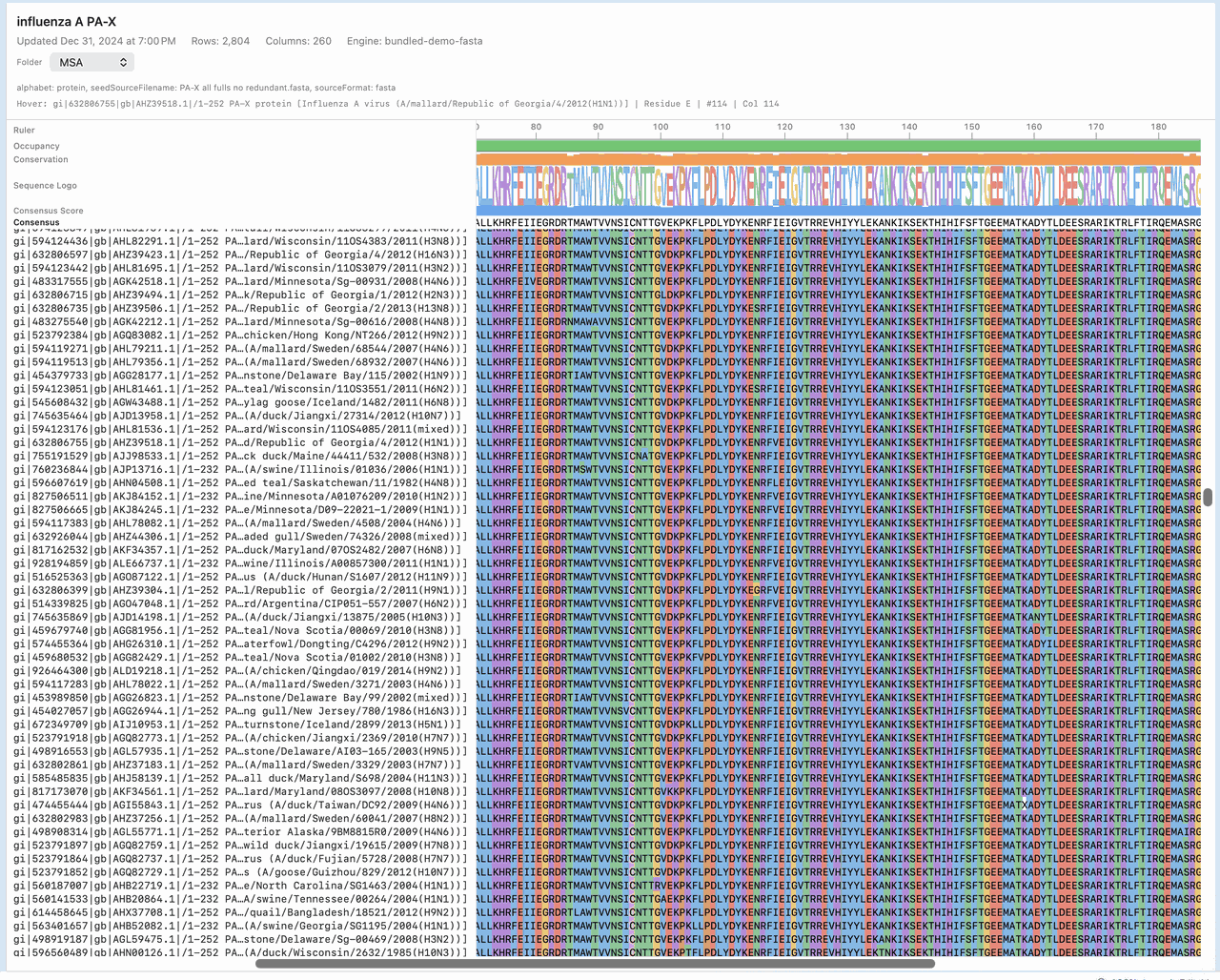 Multiple sequence alignment viewer